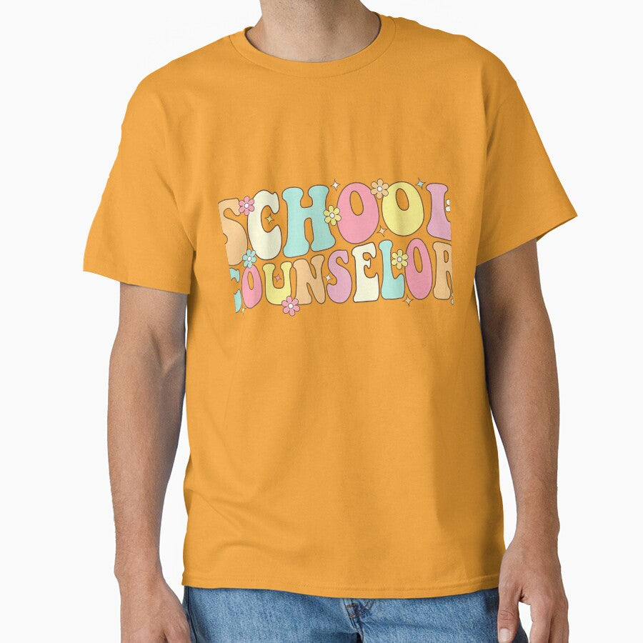 Groovy School Counselor Back to School Teacher Counseling T-Shirt by KTY-NUSS