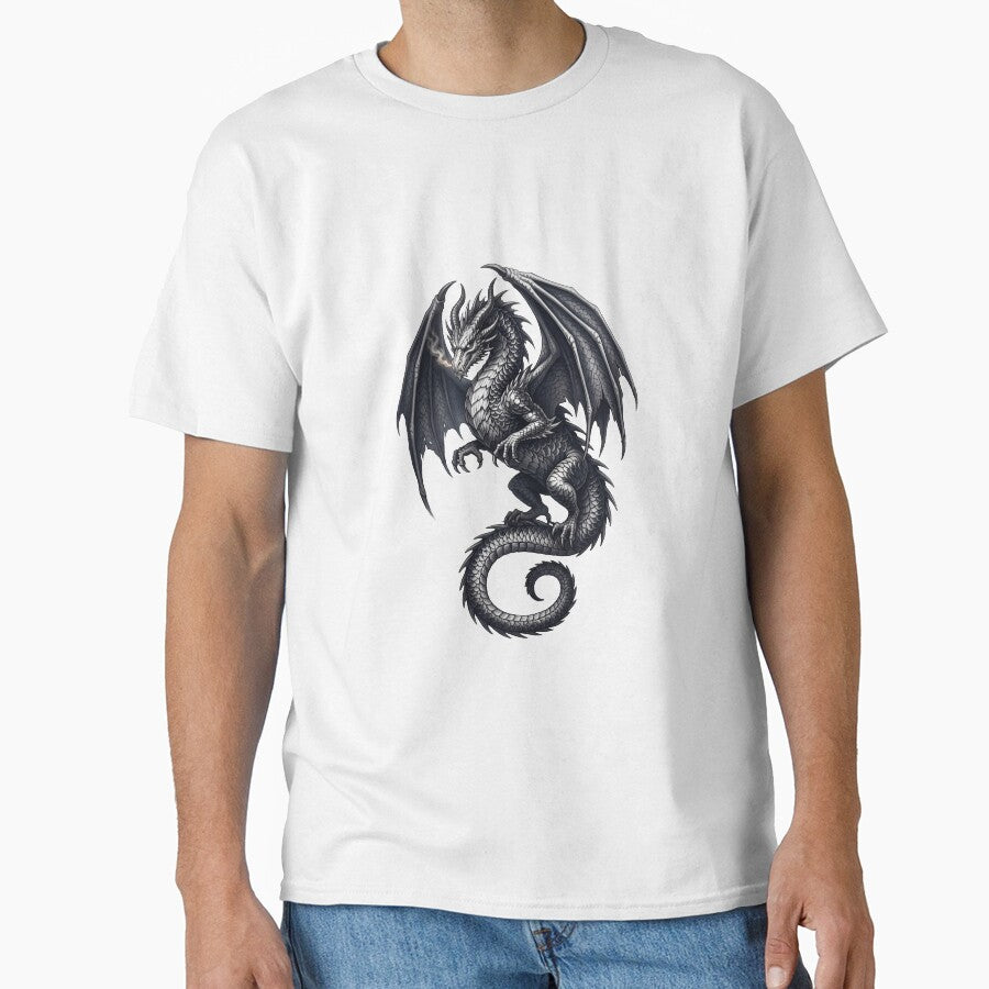 Midnight Storm Dragon – Dark Fantasy Silver Dragon Illustration by DragonSerpent Ink