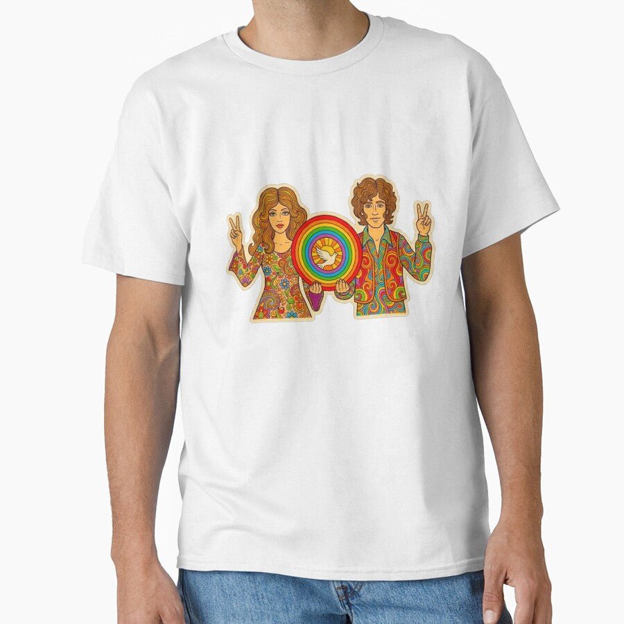 Retro Hippie Peace and Love: Vintage Pride Month Rainbow Illustration by MT-Hub | Art for Every Soul