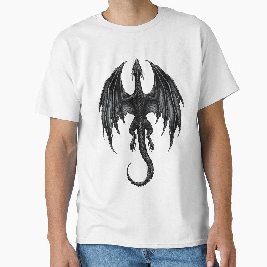 Dark Abyss Dragon Back View Illustration by DragonSerpent Ink