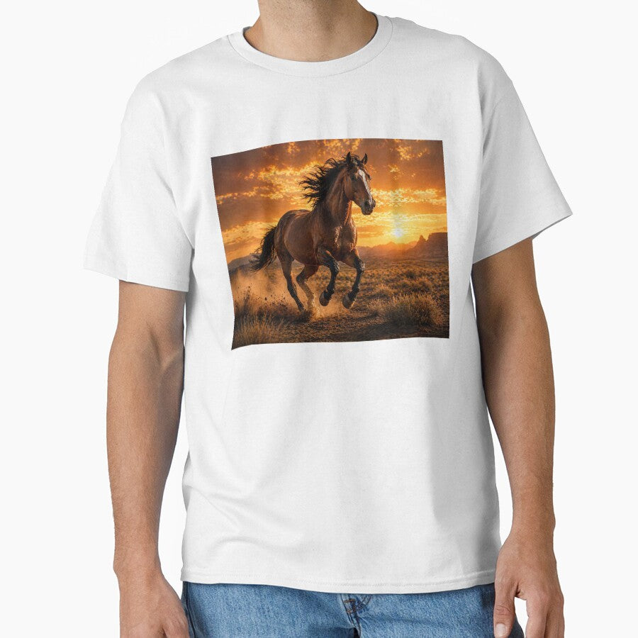 Wild Mustang Running at Sunset – Freedom Horse Western Art by  QuarterHorseArt by Just my Studio