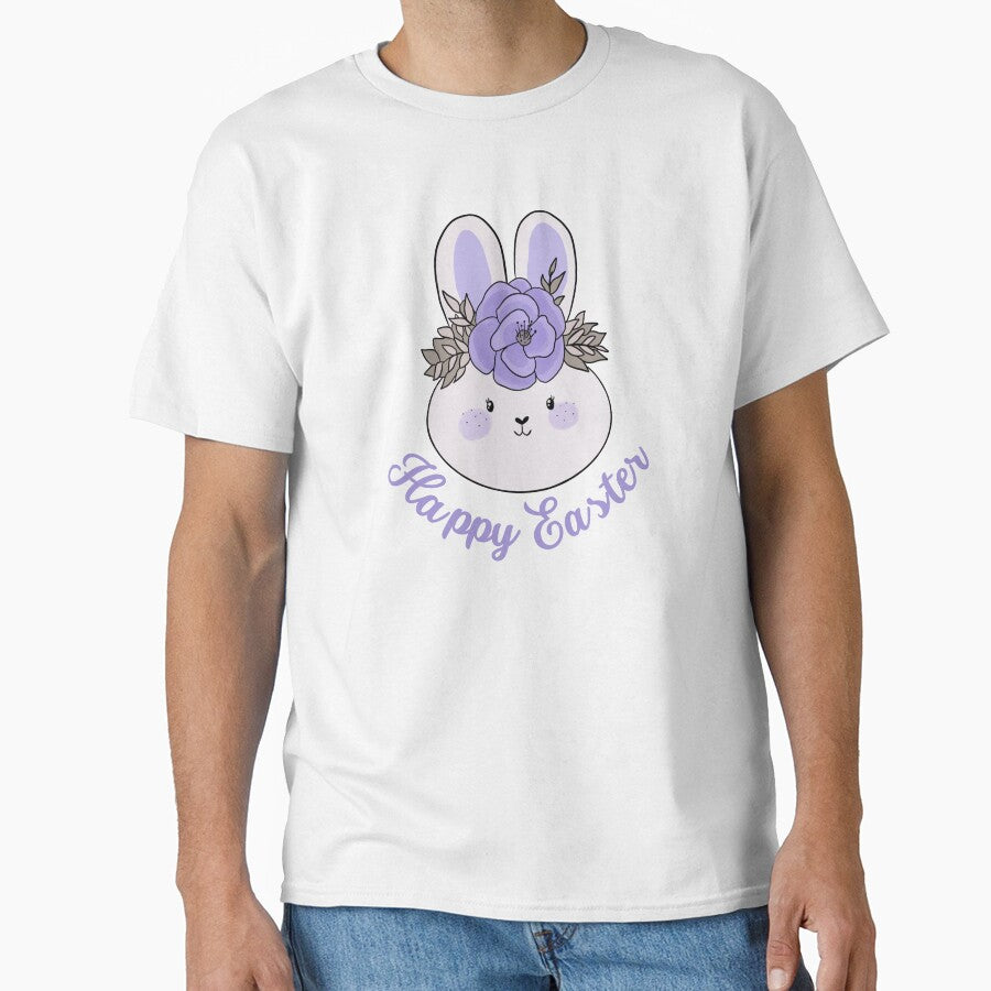 Happy Easter cute easter bunny with a flower crown by Yarafantasyart