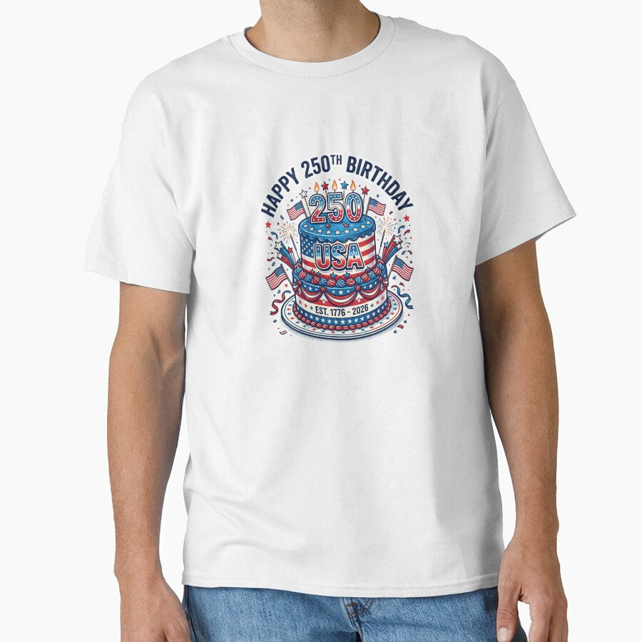 Patriotic Happy 250th Birthday USA United States of America 4th of July Semiquincentennial Anniversary Celebration by Space Ghettos