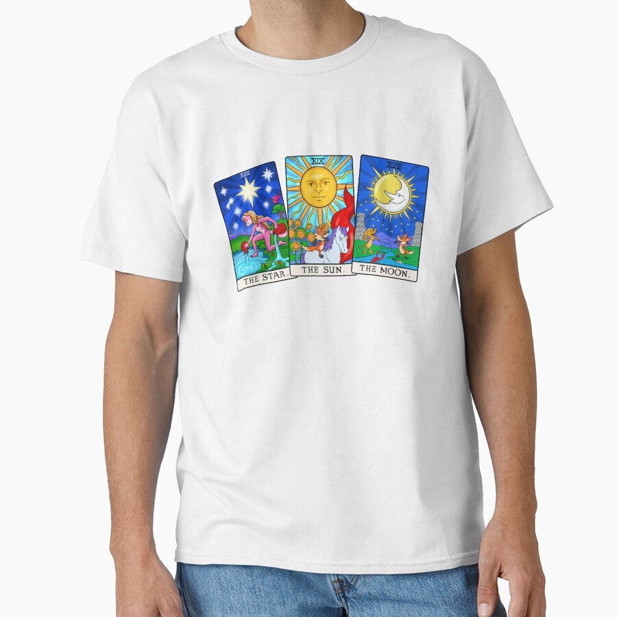 Tarot The Sun The Star The Moon Animals Retro T-shirt by Animals Retro