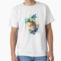 Watercolor Flying Dragon, Blue and Yelliw Colors, Cartoon Style by MoonFoxDesign
