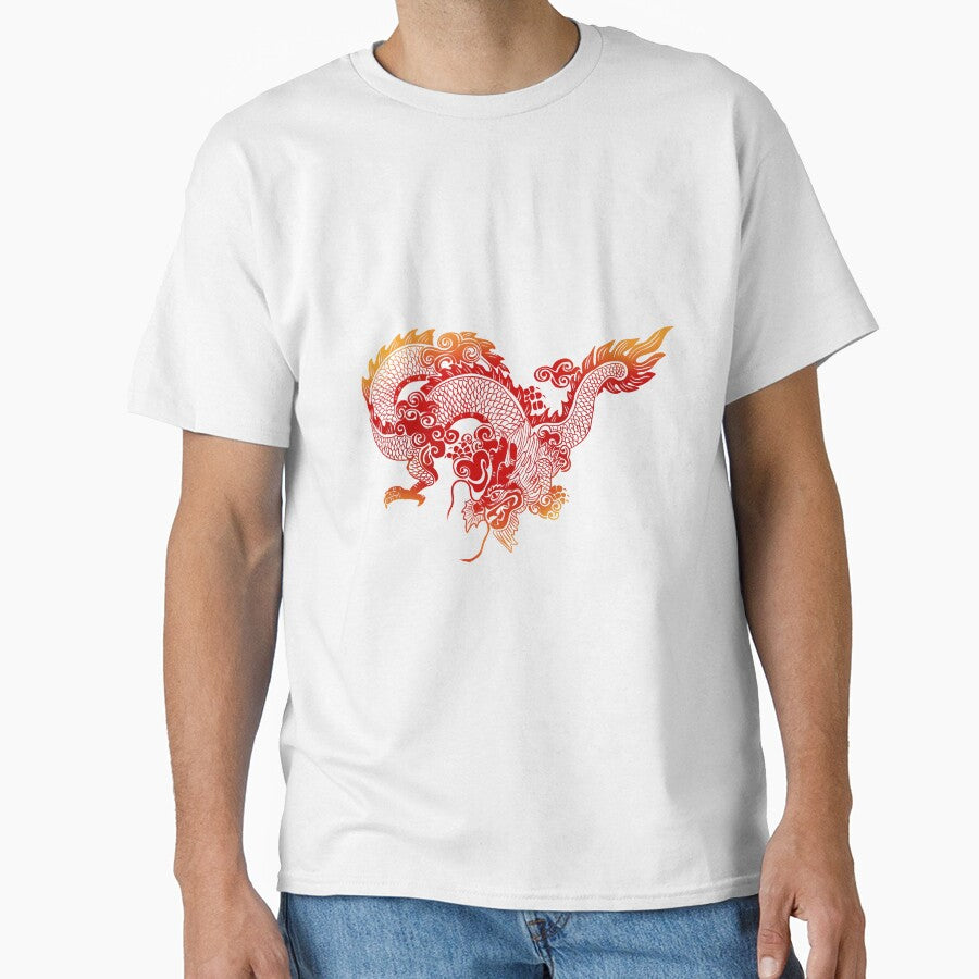 Chinese Traditional Dragon Red Gold - Imperial Dragon Art - Lucky Fortune Design by leen12 Art Designs Prints