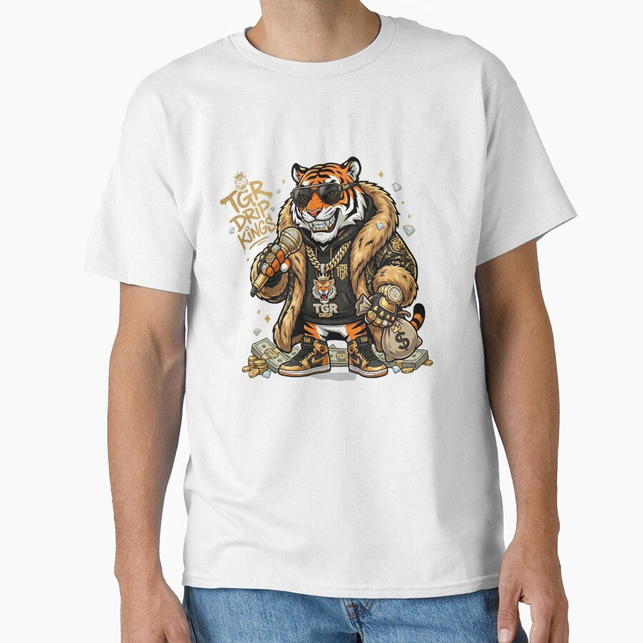 Swag Tiger Luxury Hip Hop Streetwear Drip Funny T-Shirt Art by Presshue
