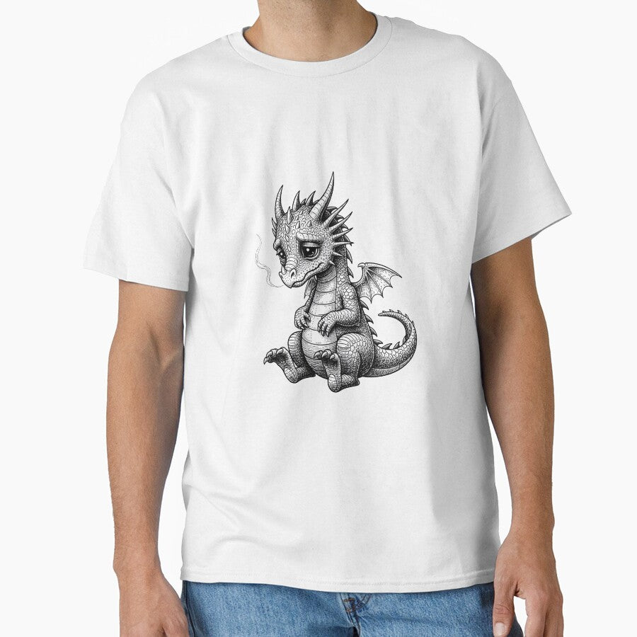 Tired Baby Dragon Sitting Alone by DragonSerpent Ink