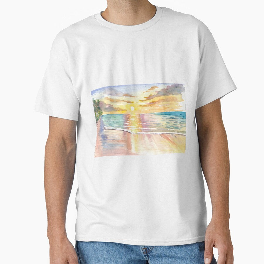 Tropical Sunset in Quiet Bay in Hawaii by artshop77