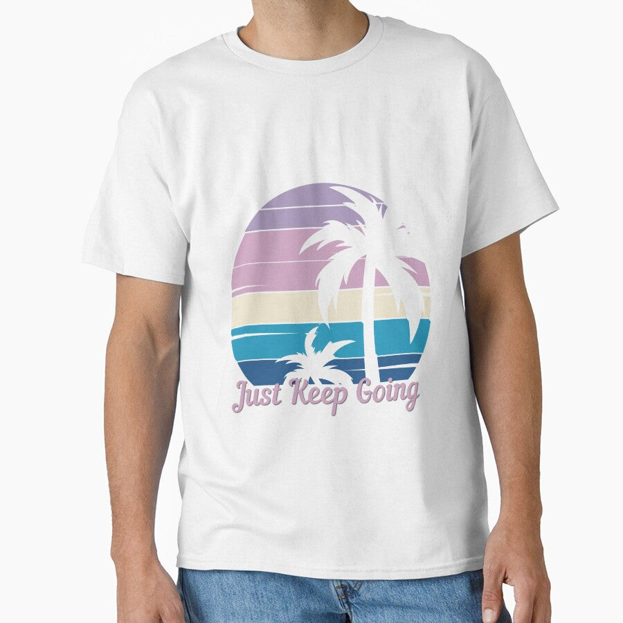 Just Keep Going - Vintage Palm Tree Sunset,  Good Vibes, Self Love by Sun Sand & Sea Art