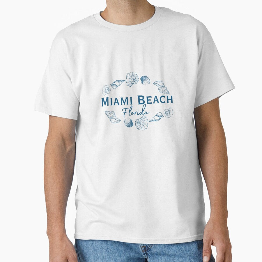 Miami Beach Florida Seashell Circle Shirt | Coastal Beach Souvenir Tee | Ocean-Inspired Florida Apparel by DonnaRaine