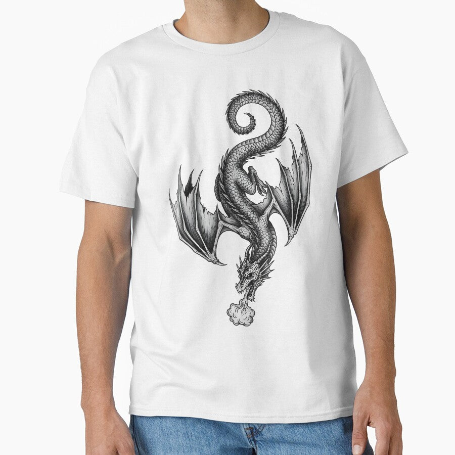 Shadow Wyvern Dragon – Dark Fantasy Flying Dragon Gothic Illustration by DragonSerpent Ink