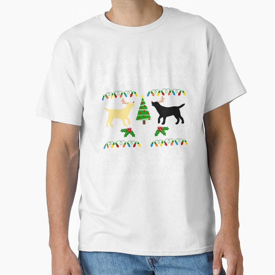 Yellow and Black Labrador Ugly Christmas Pattern by HappyLabradors