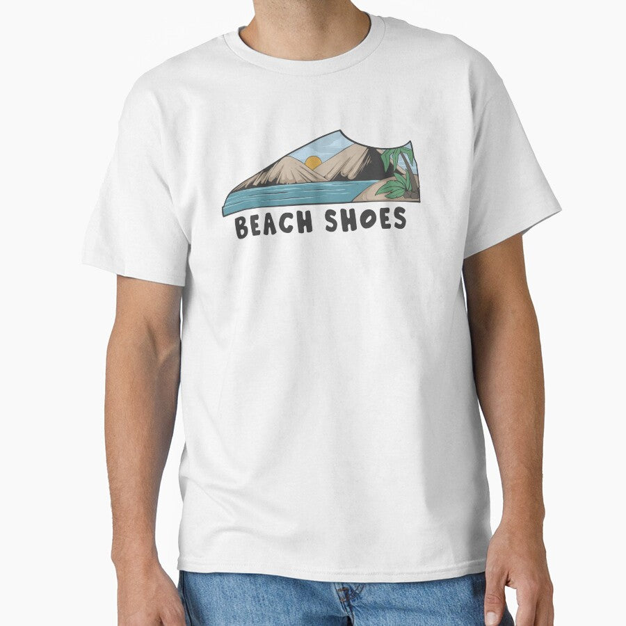 vintage beach design illustration with shoe shape for t-shirt and sticker by TOKO ORENN