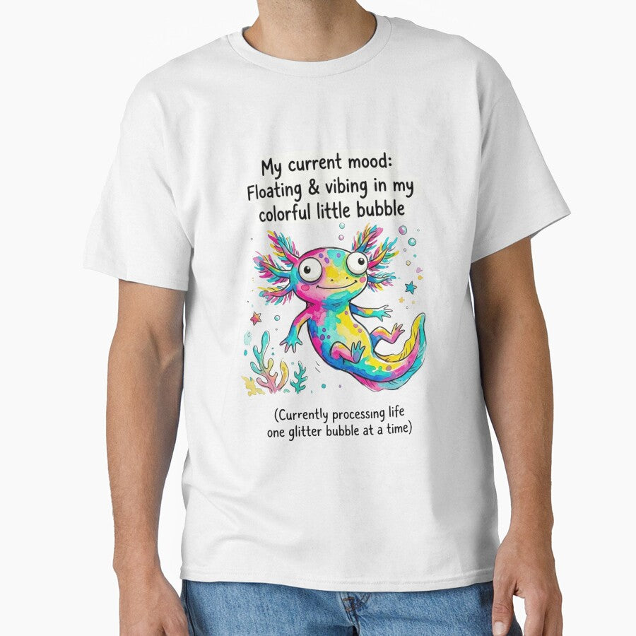 Cute Colorful Axolotl Meme - Vibing In My Bubble Cartoon by DreamyBrushArt