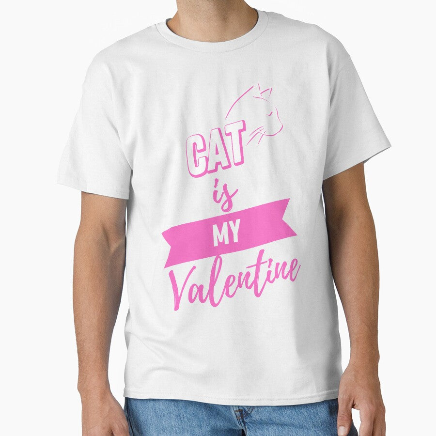 Valentines Day Couples Matching Valentine Fun | Cat Is My Valentine Pink And Black by Rainbows Rock