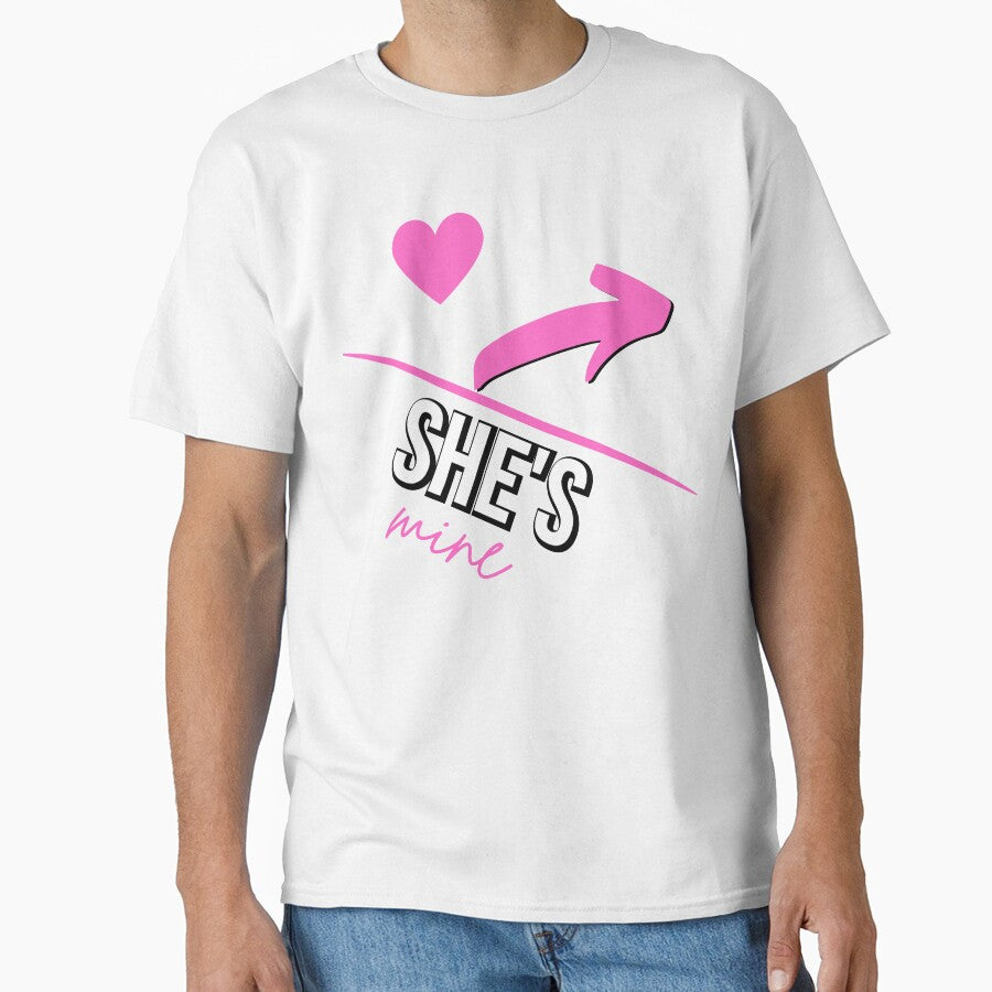 Valentines Day Couples Matching Valentine Fun |She's Mine With Arrow and  Pink Heart Black by Rainbows Rock