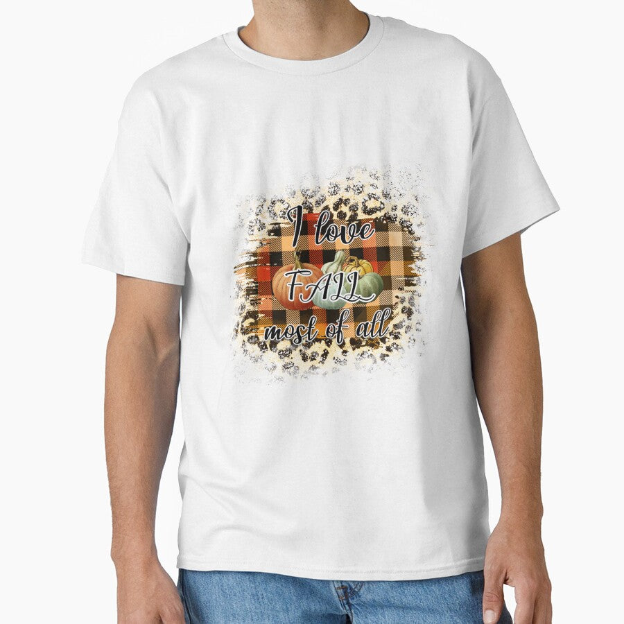 I Love Fall Most of All – Cozy Plaid & Autumn Leaves Design | Fall Gift Idea by petpuppymania