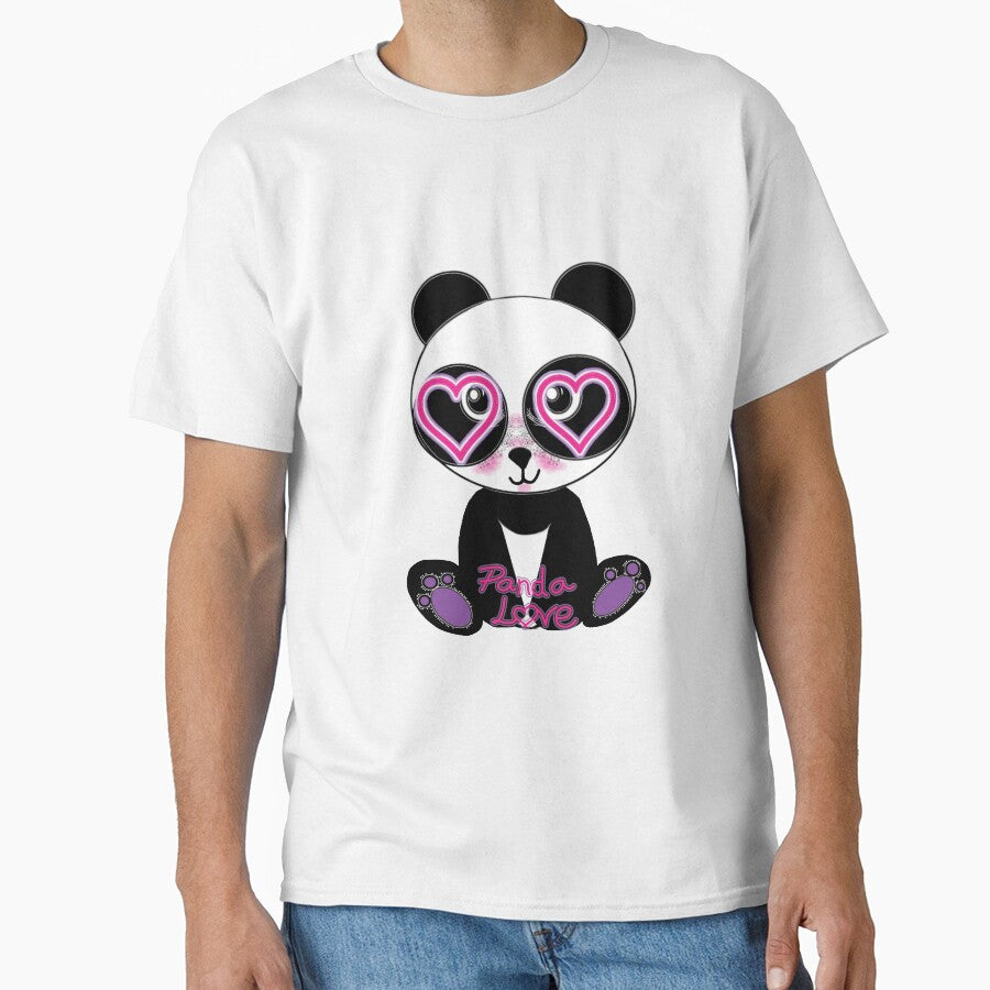 Unique Freckled Panda Love Hearts Design with Purple Toe Beans – Cute Black and White Print by PaintThatSheep Art Shop