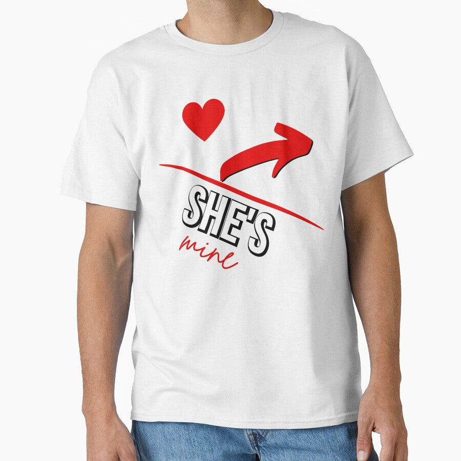 Valentines Day Couples Matching Valentine Fun |She's Mine With Arrow and  Red Heart Black by Rainbows Rock