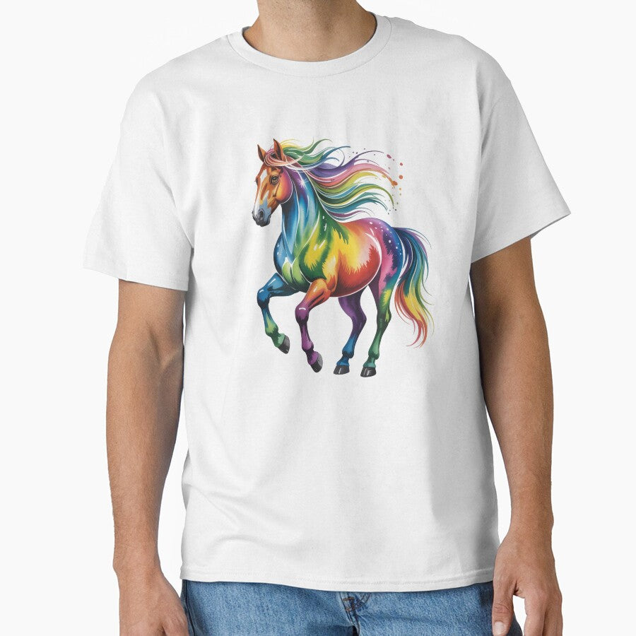 Majestic Colorful Horse – Vibrant Rainbow Art Illustration by RBToper