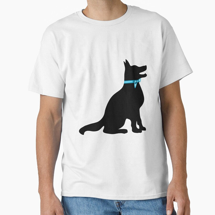 German Shepherd Silhouette Blue Bowtie Ribbon Art by Kaimarbe | Cute Stickers & Apparel