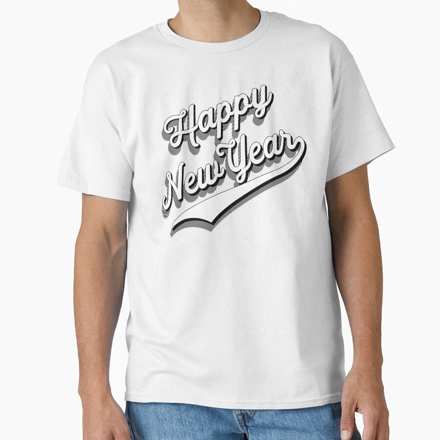 Happy New Year! Black and White Sport Font by ChattanoogaTee
