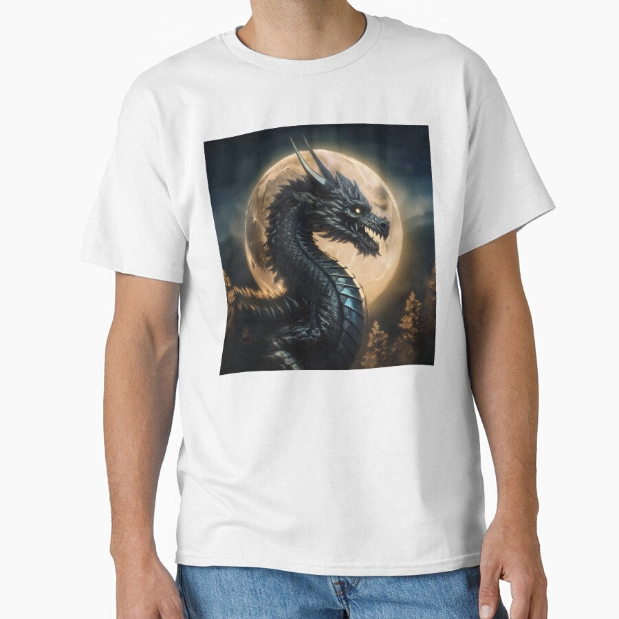 Strong black dragon in the moonlight by BAR DEC