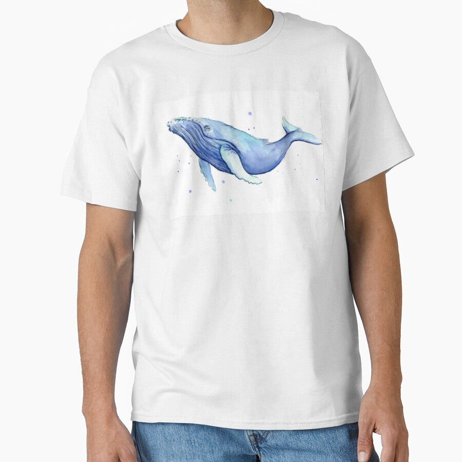 Humpback Whale Blue Watercolor Painting by Olga Shvartsur