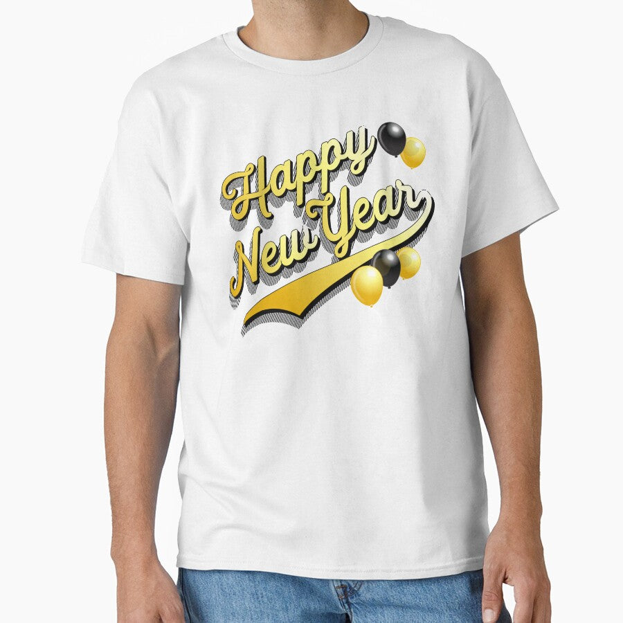 Happy New Year! with Black and Gold Balloons by ChattanoogaTee