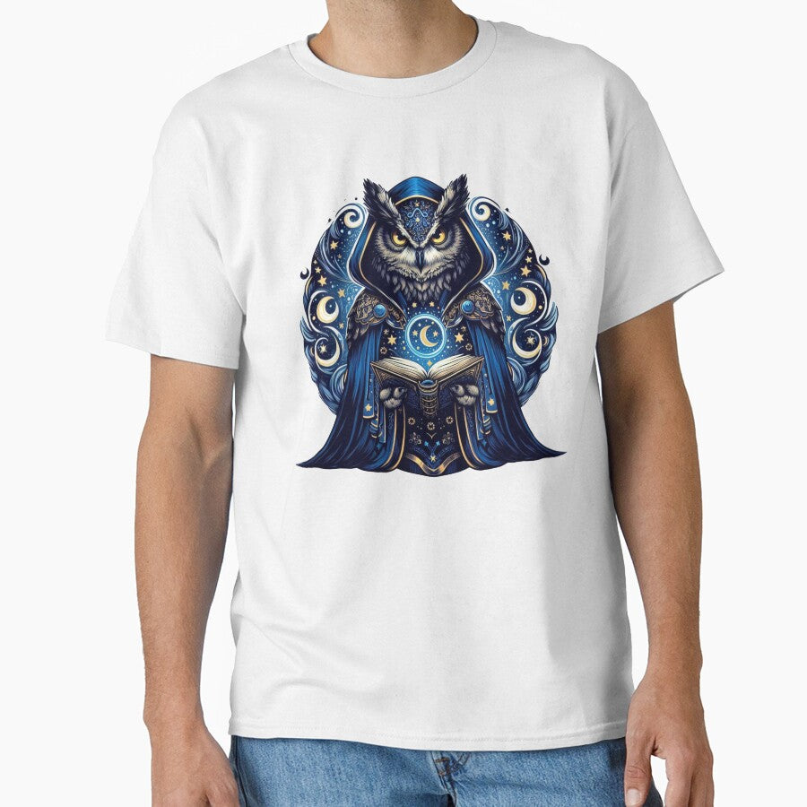Mystical Owl Sorcerer – Fantasy Bird with Spellbook and Star Robe by Confuzz1ed