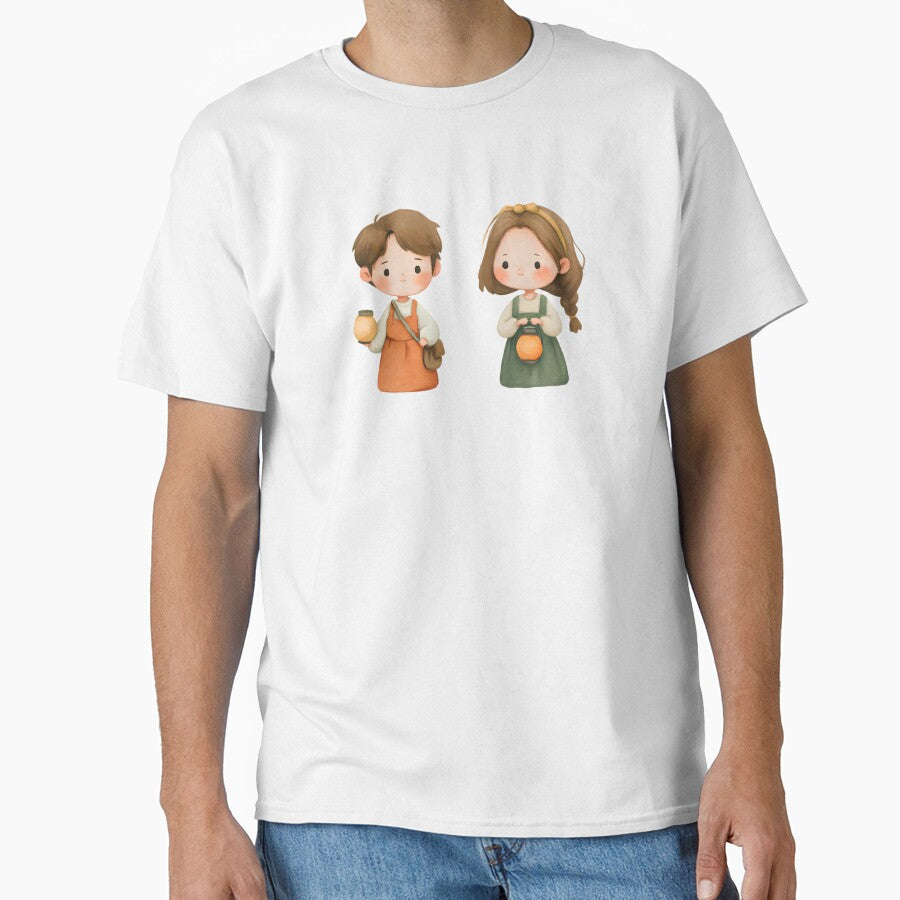 Cute Chibi Couple Holding Lanterns – Watercolor Kawaii Illustration for Stickers, Prints & Gifts by K@raksnalee