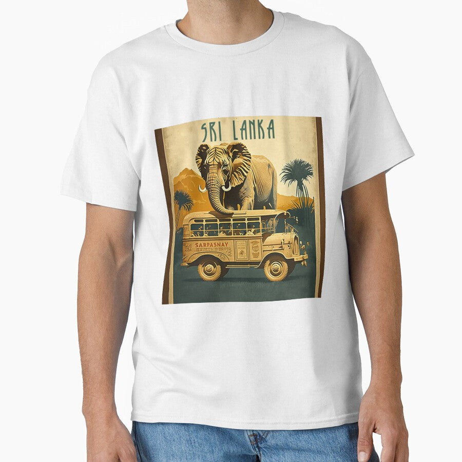 Sri Lanka Safari Vintage Travel Art Poster by OldTravelArt