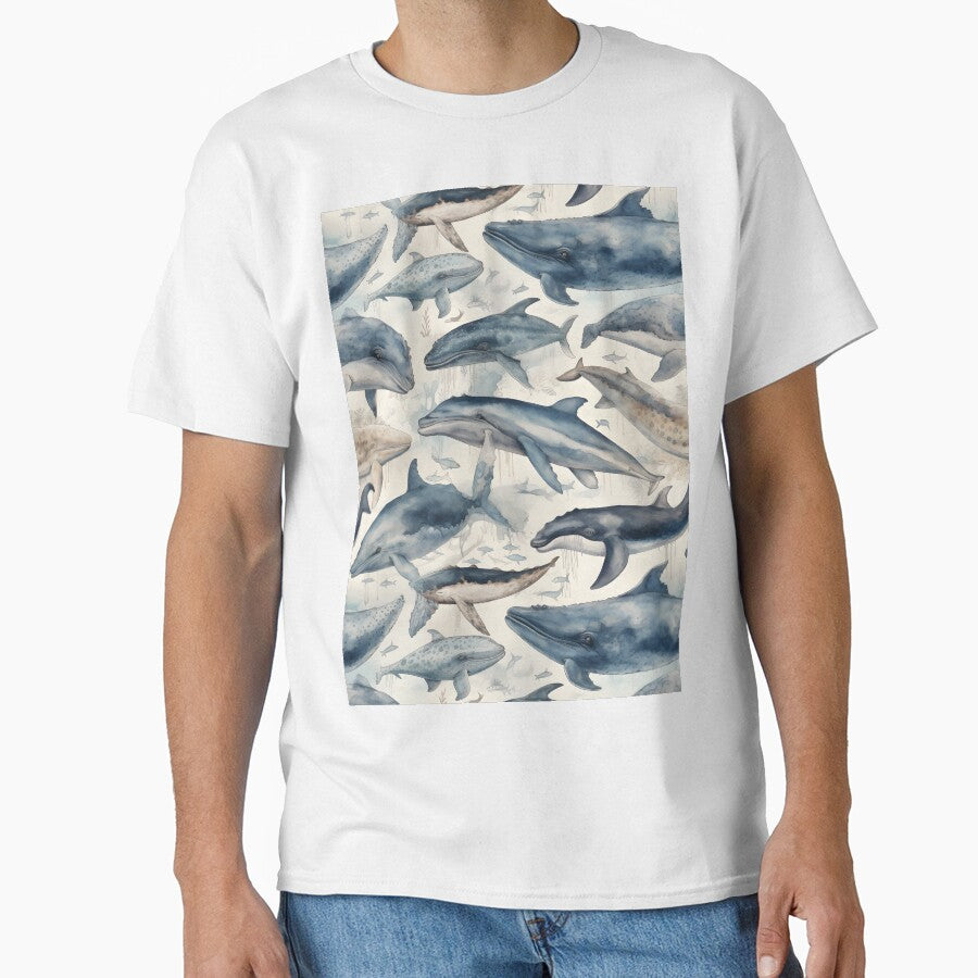 Whales Fantastic Sea Animals Vintage Watercolor Pattern by SecretDicer