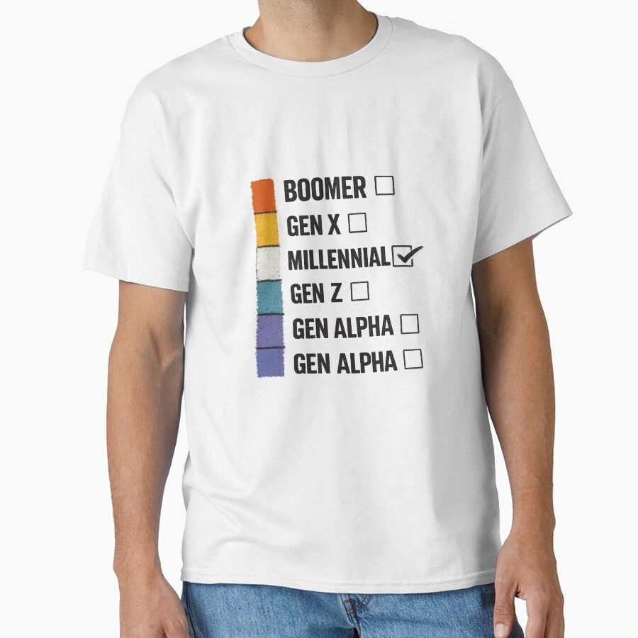 Boomer Gen X Millennial Gen Z Gen Alpha Generation Checklist Funny Millennial Gift by SHREE ART STUDIO