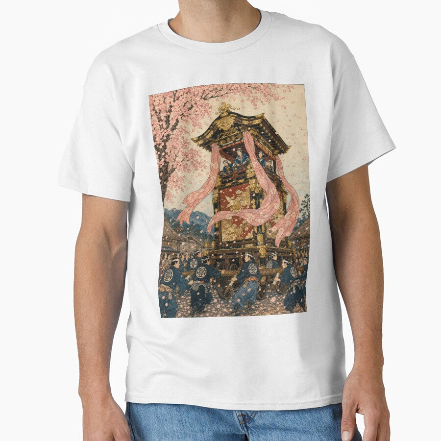 Floral Procession - Vintage Japanese Spring Festival Ukiyo-e Woodblock by bapupa