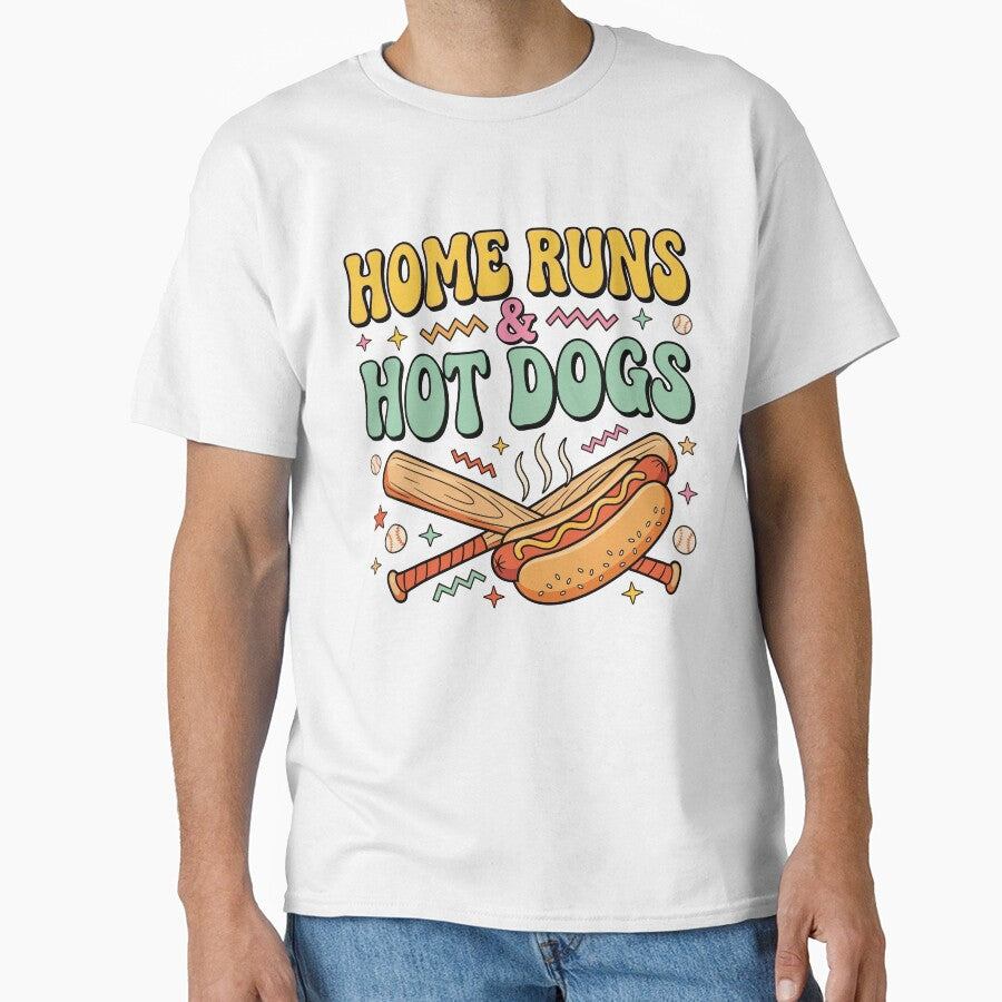 Home Runs and Hot Dogs Retro Baseball Kids Gift by KroghDs