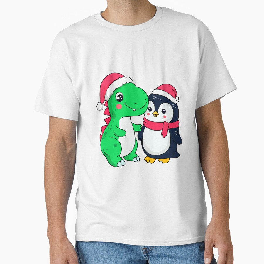 dino and penguin, christmas by stickermainia
