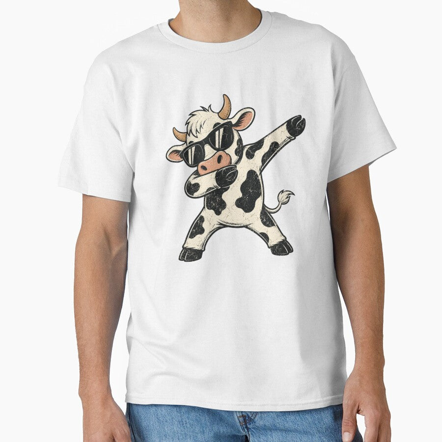 Dabbing Cow Wearing Sunglasses Funny Farm Animal by Moizento