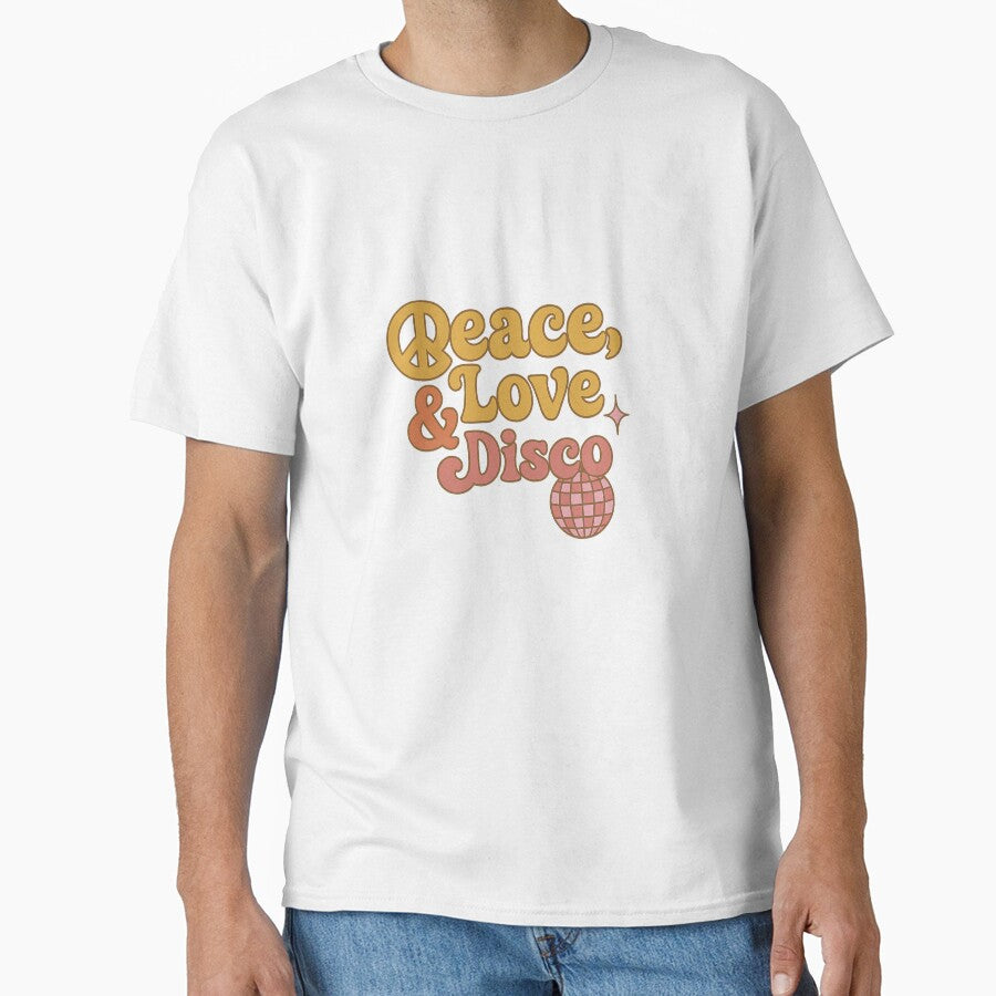 Peace, Love & Disco – Groovy 70s Psychedelic Typography Retro Design by DJCApparel