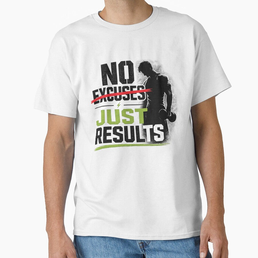 No Excuses Just Results Gym Motivation Design | Fitness Quote by Bilel ★★★★★
