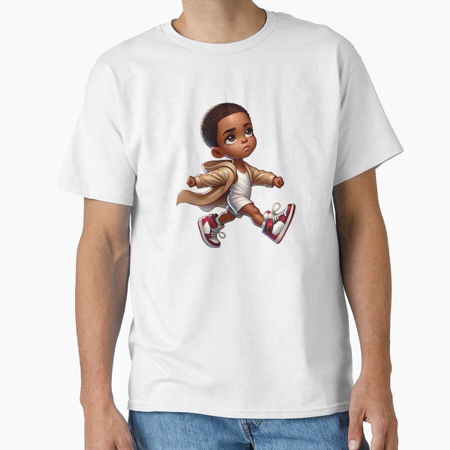 Stylish Melanin Boy Walking – Trendy Cool Kid Illustration by Lulunza