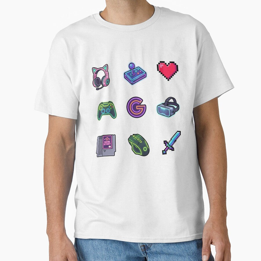 Retro Neon Gamer Aesthetic 80s 90s Pixel Gaming Sticker Pack by mood-draftsman