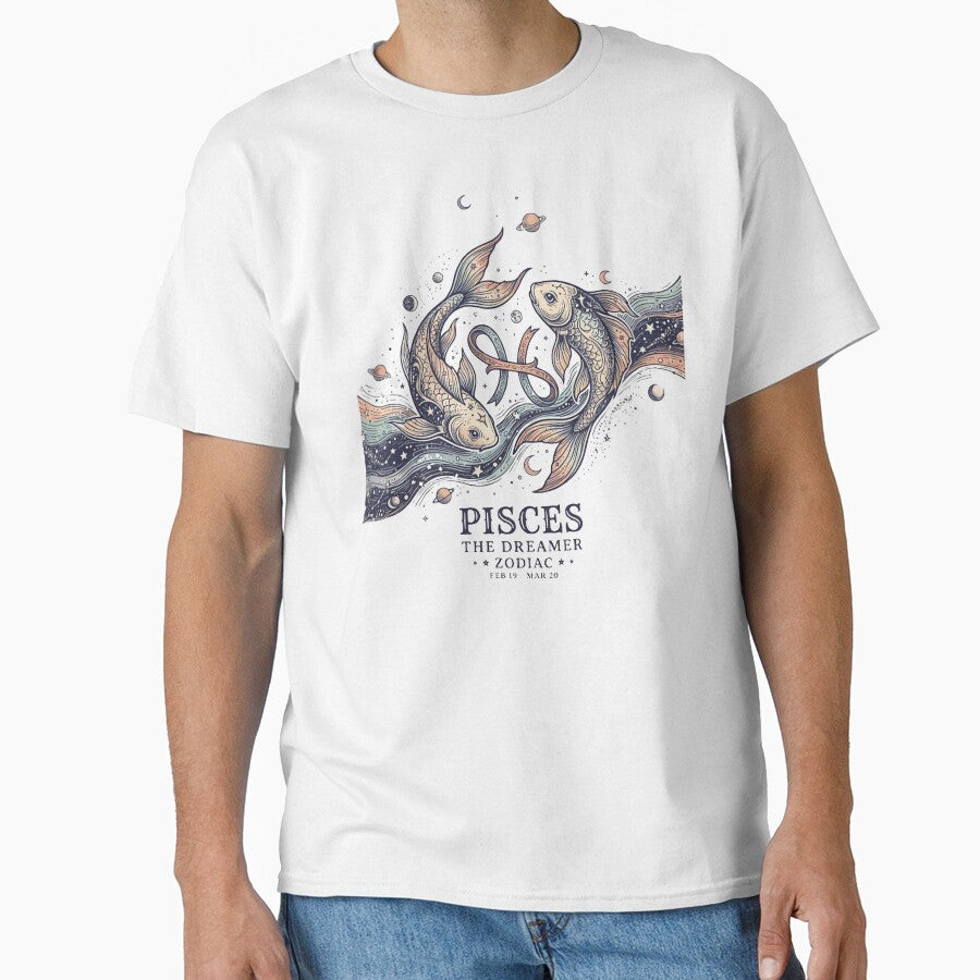 Pisces Zodiac Twins Fish Celestial Dreamy Astrology Illustration by urbinet