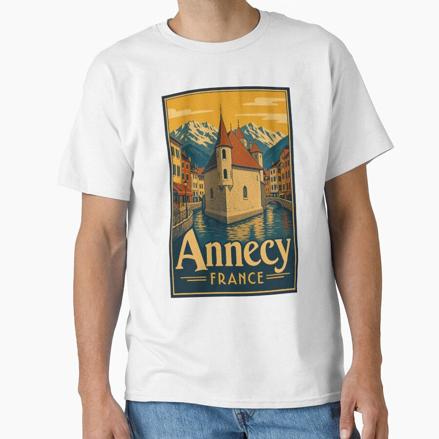 Annecy France Travel Souvenir Retro Illustration by VisualArtsOasis