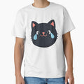 Crying black cat - cute emoji by Prints by Mat