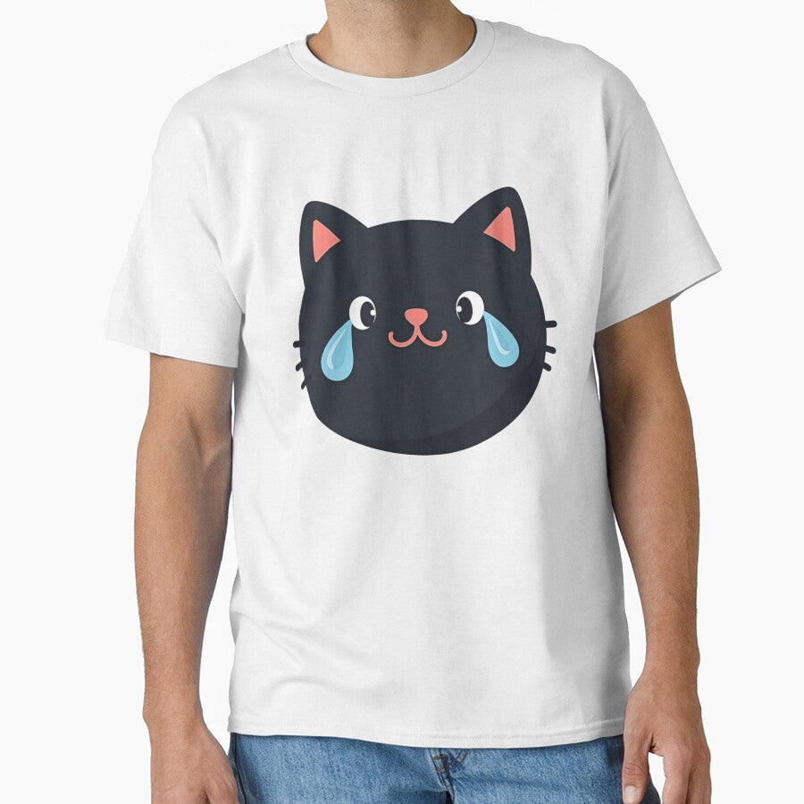 Crying black cat - cute emoji by Prints by Mat