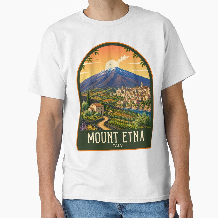 Mount Etna Vintage Travel Illustration by HomeLivingCo