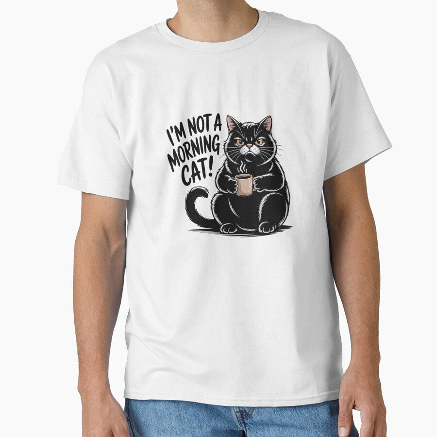 Funny Not A Morning Cat Sticker - Grumpy Black Cat Coffee Gift by RICHYON