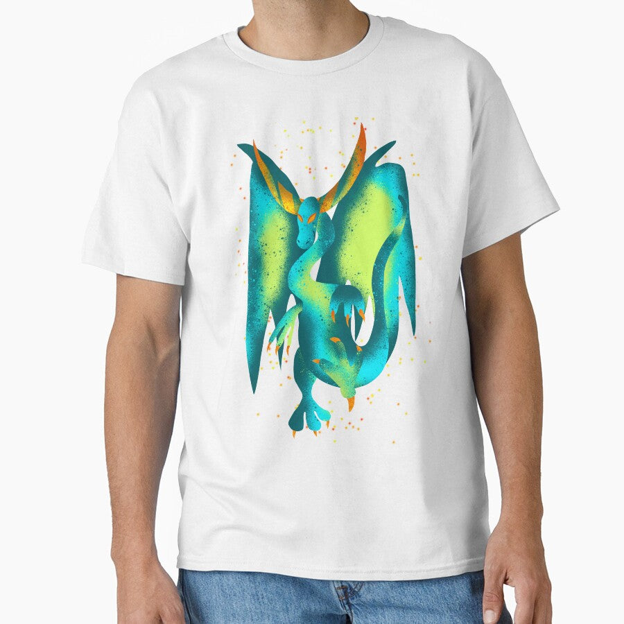 Teal Psychedelic Dragon - Glowing Fantasy Illustration by TheArtOfTreble